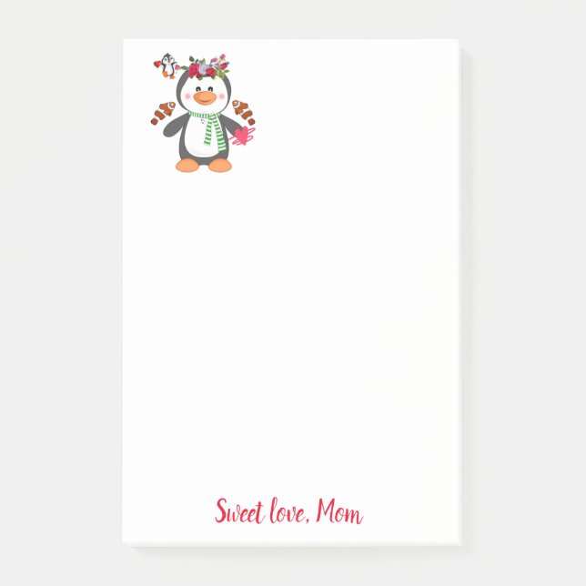 Joyeuse Saint-Valentin Pingouin Note Post-it (Devant)