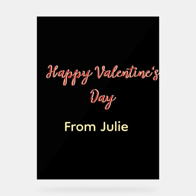 Joyeuse Saint-Valentin rouge noir de nom stylé  (Recto)