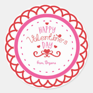 Joyeuse Saint-Valentin Rouge & Rose Autocollant Mi