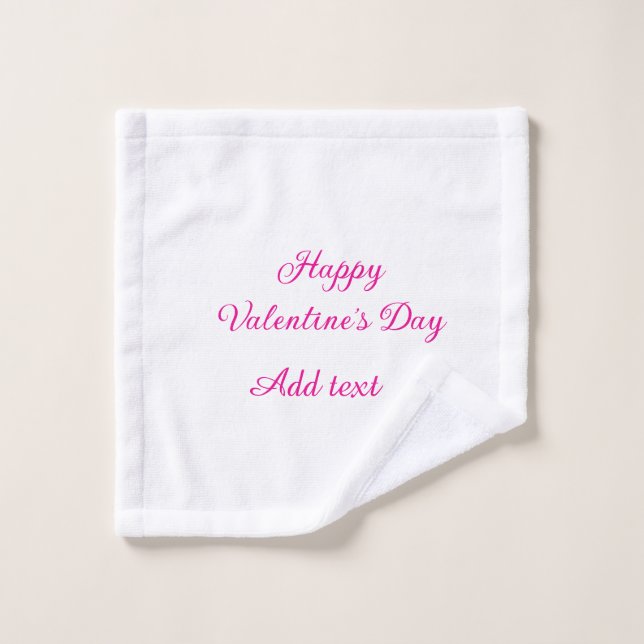 Joyeuse Saint-Valentin texte rose nom message (Gant de toilette)