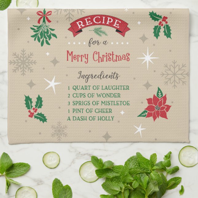 Joyeuse serviette de cuisine de recette (Plié)