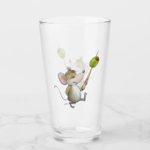 Joyeuse souris Moe avec Coupe en verre d'olive