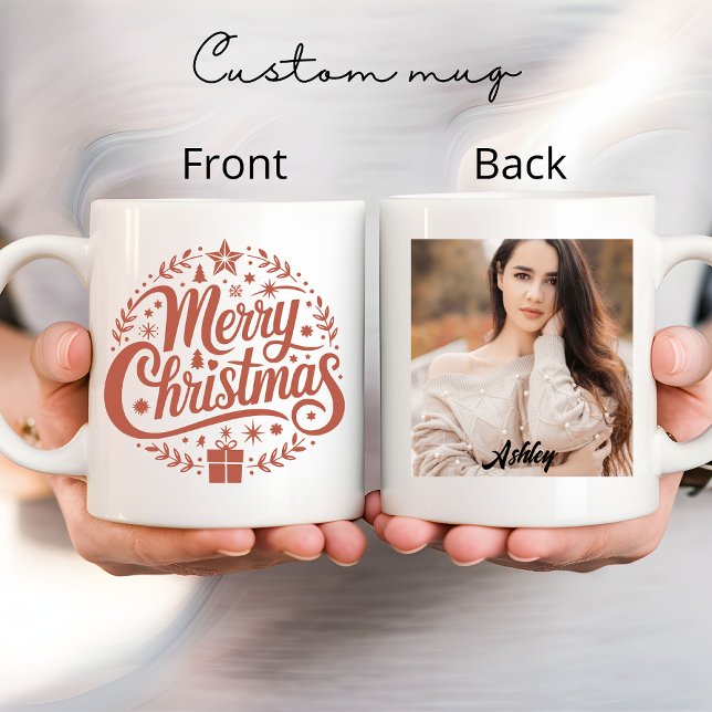 Joyeuse tasse de Noël, Photo personnalisée & tasse (merry Christmas mug, custom photo mug, personalized name mug, custom Christmas mug, festive holiday)