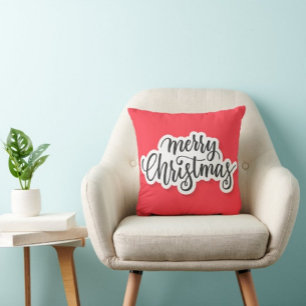 Joyeuse typographie de Noël Coussin rouge