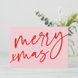 Joyeuse typographie de Noël Rouge et rose Carte de