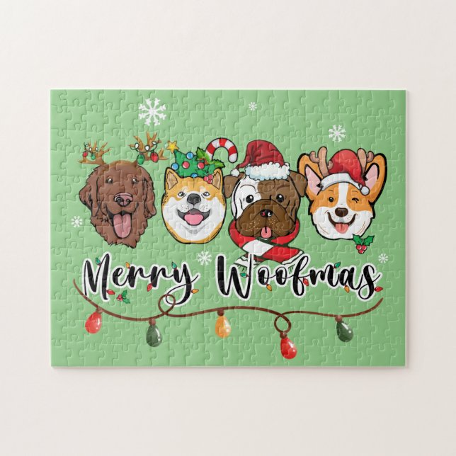 Joyeuse Woofmas Typographie Jigsaw Puzzle (Horizontal)