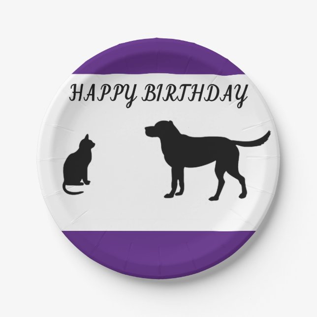 Joyeuses assiettes de fête de chat et de chien (Devant)