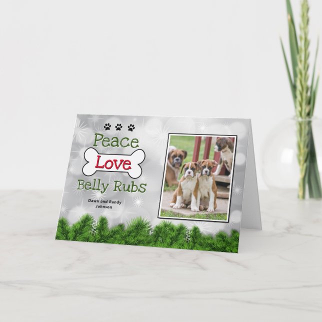 Joyeuses Cartes de Chien de Noël - Paix, Brouilles (Devant)