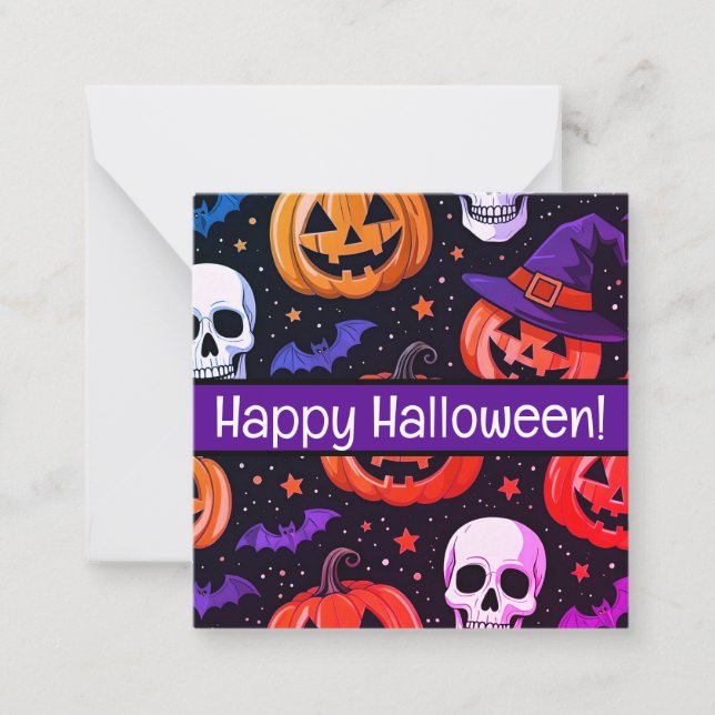 Joyeuses cartes d'halloween, mignonette, stock en  (Devant)