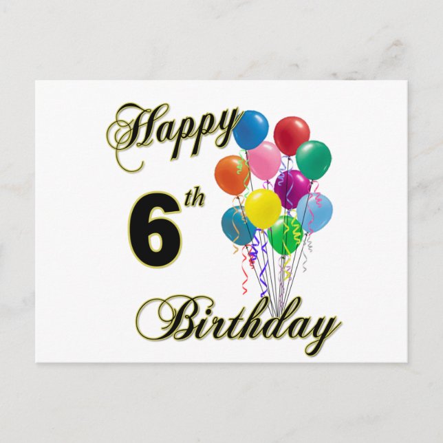 Joyeuses cartes postales 6e anniversaire et cartes (Devant)