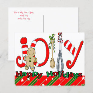 Joyeuses cartes postales de Noël Joie pain d'épice
