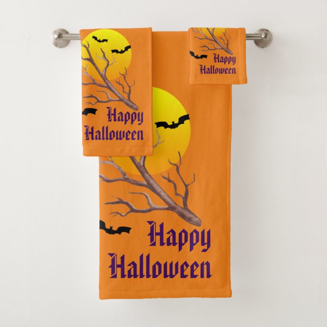 Joyeuses chauves-souris d'Halloween et la lune (En situation)