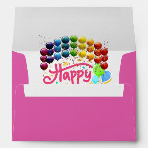 Joyeuses enveloppes roses colorées d'anniversaire