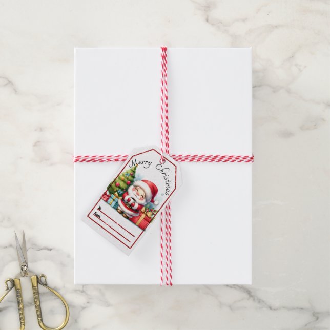 Joyeuses étiquettes de Noël Père Noël (Avec de la ficelle)