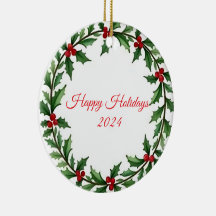 Joyeuses Fêtes 2024 | Ornement de Couronne de Noël