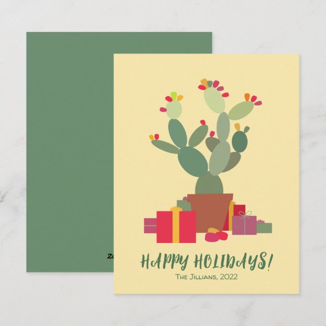 joyeuses fêtes cactus carte de fêtes de noël (Devant / Derrière)