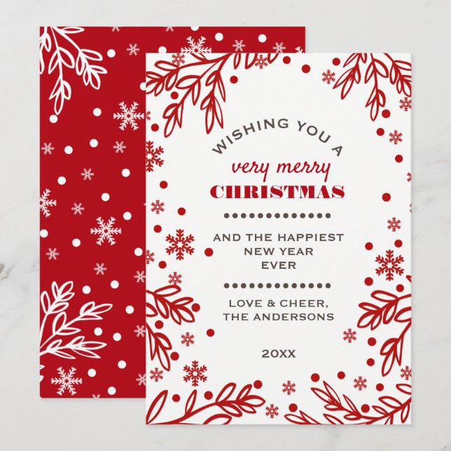 Joyeuses fêtes. Carte d'appartement de Noël person (Devant / Derrière)