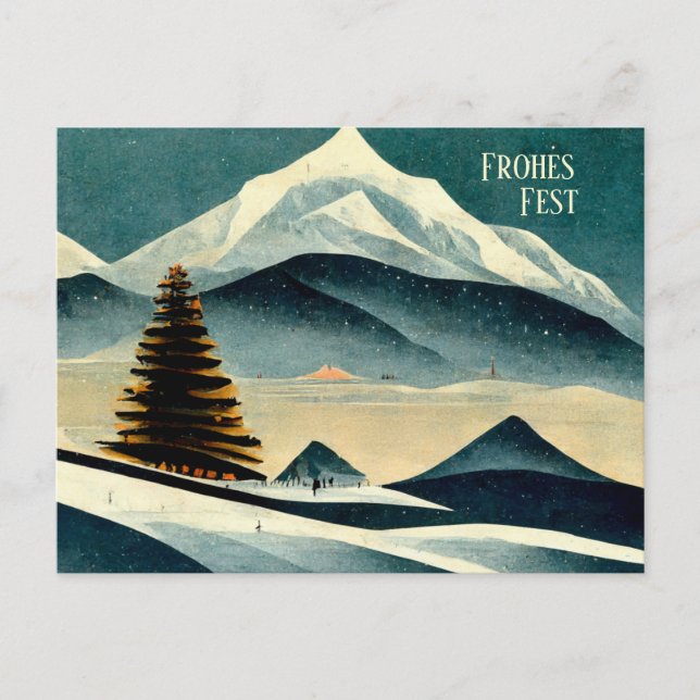 Joyeuses Fêtes. Carte de Noël avec motif Art déco (Devant)