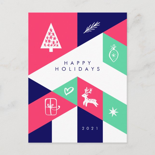 Joyeuses Fêtes Carte de Noël Géométrique (Devant)