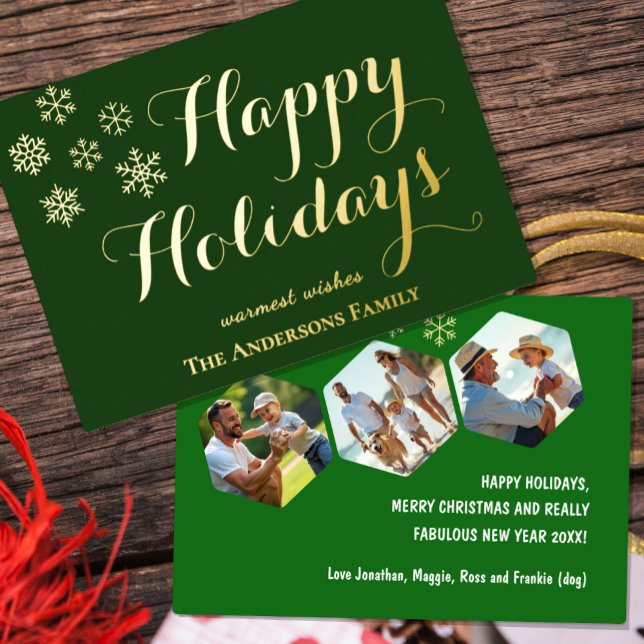 Joyeuses Fêtes, Carte de Noël personnalisée avec f (Happy Holidays, Christmas Photo Foil Card)
