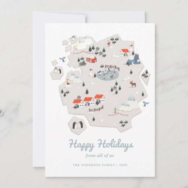Joyeuses fêtes. Carte d'hiver. Pingouin de Noël (Devant)