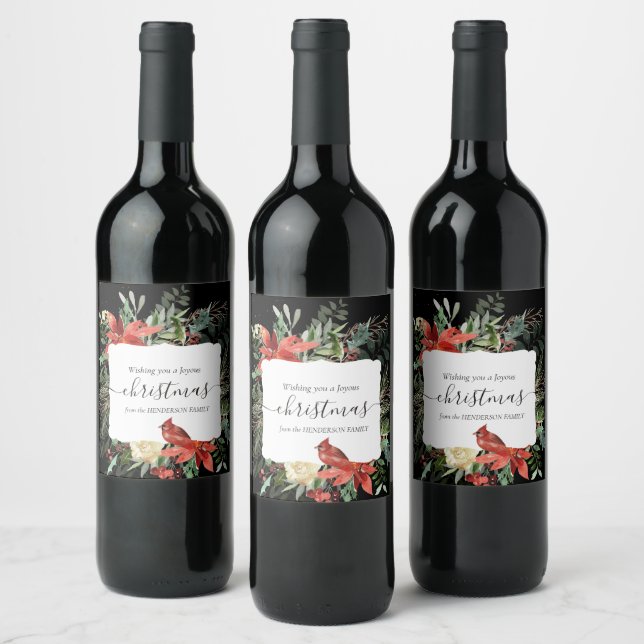 Joyeuses fêtes de Noël Cardinal Rouge Étiquette de (Bouteilles)