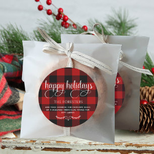 Joyeuses fêtes, Enveloppe Plaid Étiquettes Seal ou