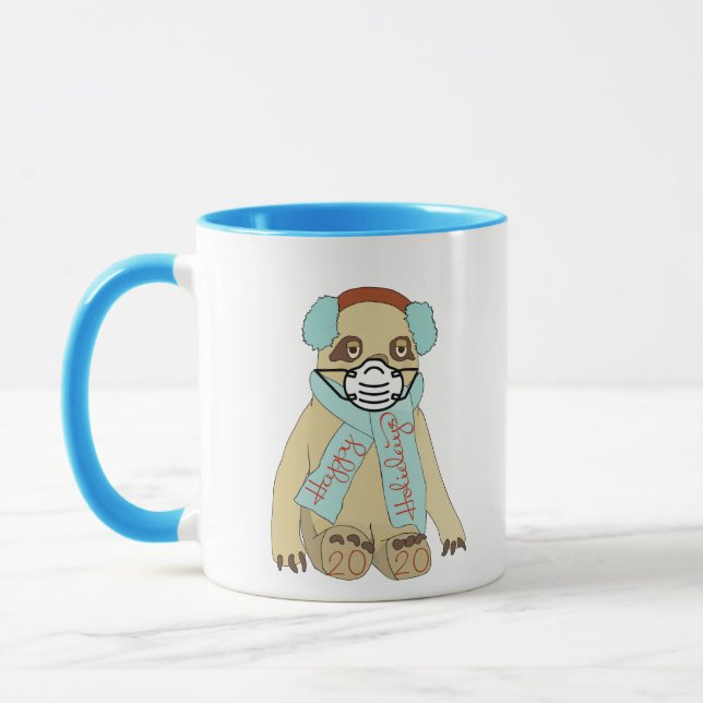 Joyeuses fêtes fêtards de Noël en Masque café Mug (Gauche)