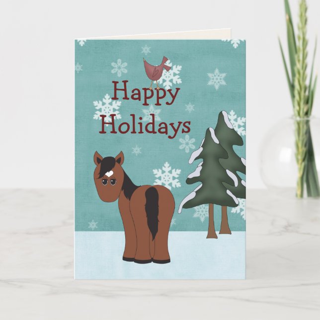 Joyeuses fêtes Horse Noël Carte de voeux (Devant)