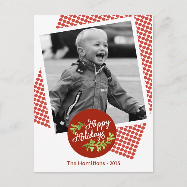 Joyeuses fêtes Moderne Photo de Noël Carte postale (Devant)