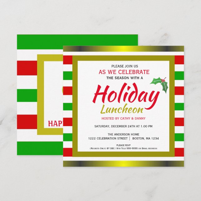 Joyeuses fêtes Noël Déjeuner Invitation (Devant / Derrière)
