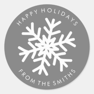 Joyeuses fêtes - Noël gris et Étiquette blanc