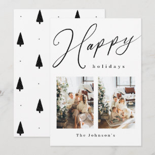 Joyeuses Fêtes noir et blanc Carte de vacances pho