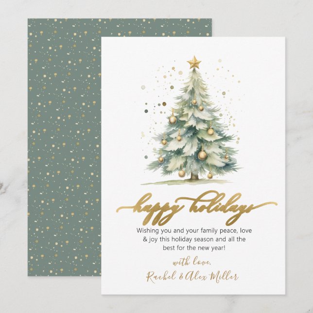 Joyeuses fêtes non photo Noël Arbre Cartes (Devant / Derrière)