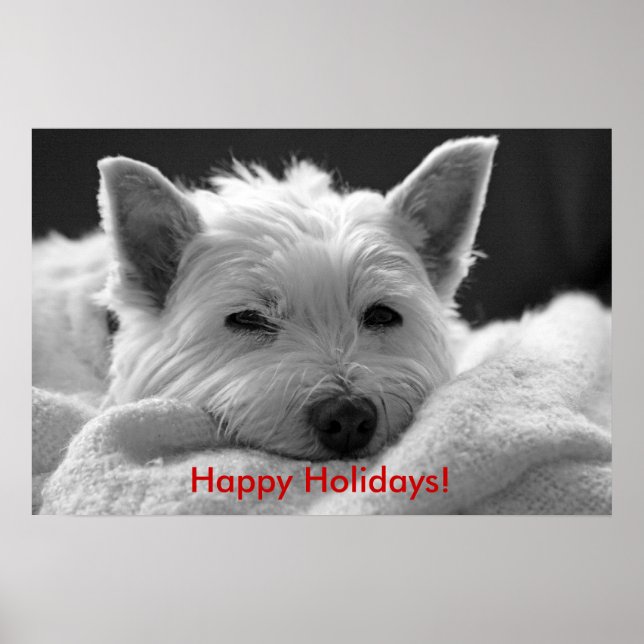 Joyeuses fêtes - Poster du chien mignon Westie (Devant)