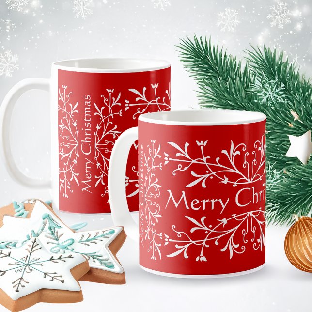 Joyeuses Fêtes Rouge et Blanc Mug de Noël (Créateur téléchargé)