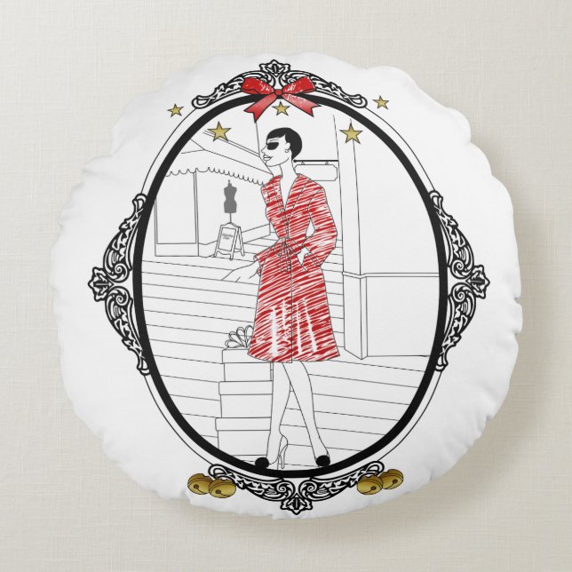 Joyeuses Fêtes Round Pillow (Front)