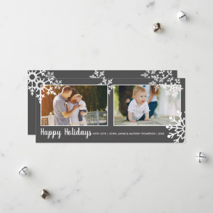 Joyeuses fêtes Snowflakes Carte photo de Noël