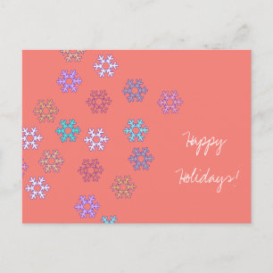 Joyeuses fêtes Snowflakes Coral Carte postale