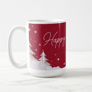 Joyeuses Fêtes – Tasse Rouge Rubis Festive d'Hiver