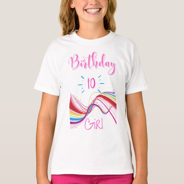 Joyeuses Filles d'anniversaire 10 ans T-shirt (Devant)