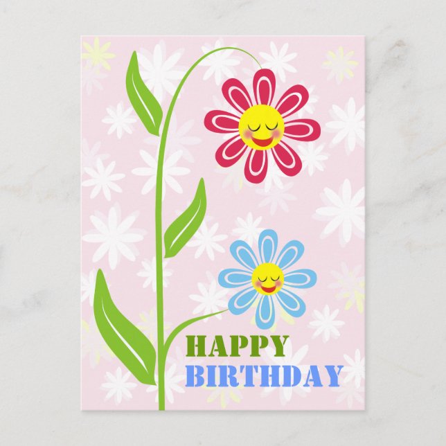 Joyeuses Fleurs Bonne Carte postale Anniversaire (Devant)
