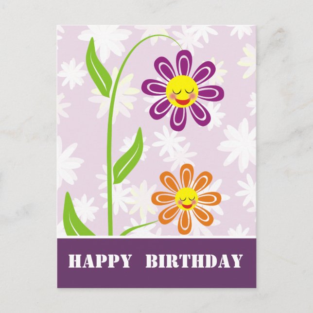Joyeuses Fleurs Bonne Carte postale Anniversaire (Devant)