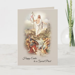Joyeuses Pâques à une carte spéciale de prêtre cat
