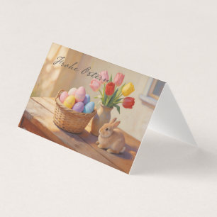 Joyeuses Pâques avec des œufs colorés et des tulip