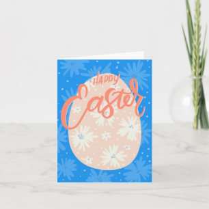 Joyeuses Pâques Carte de vœux mignonne avec fleurs