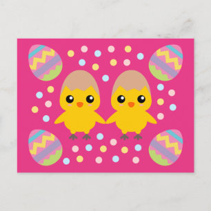 Joyeuses Pâques Carte Postale Adorable de Poussins