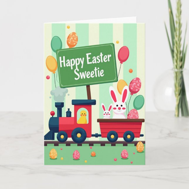 Joyeuses Pâques Chéri Carte de Train (Devant)