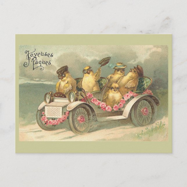 Joyeuses Pâques Cute Vintage Easter Holiday Postcard (Front)