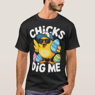 Joyeuses Pâques Les poussins m'aiment T-shirt pour